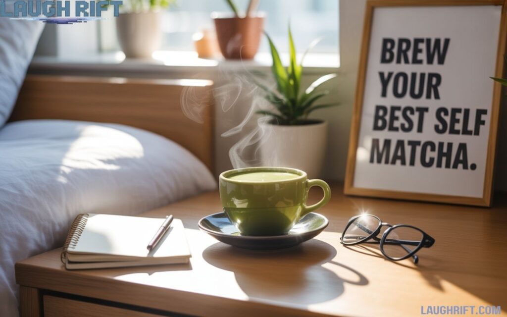 Warm and relaxing morning tea moment with motivational energy.