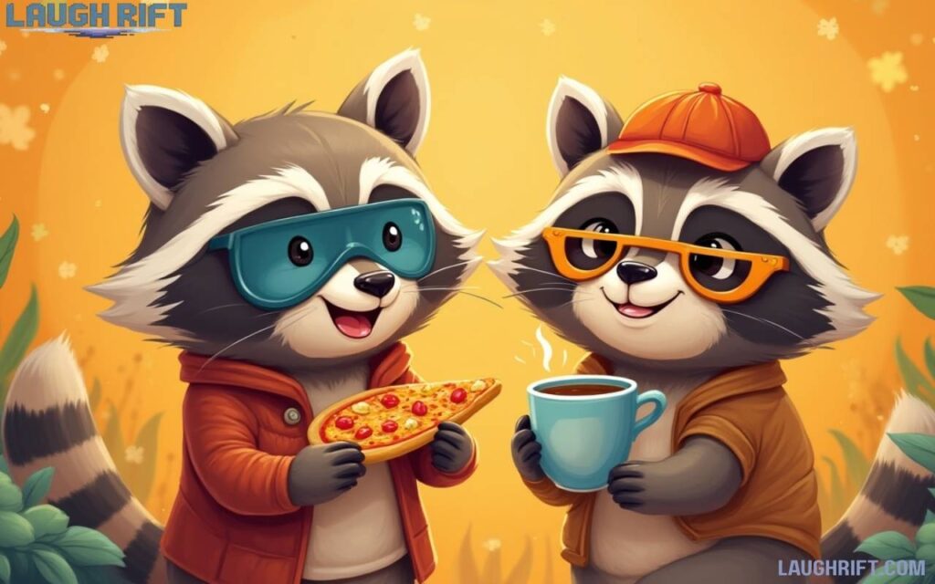 Romantic couple holding pizza and coffee in romantic mood.