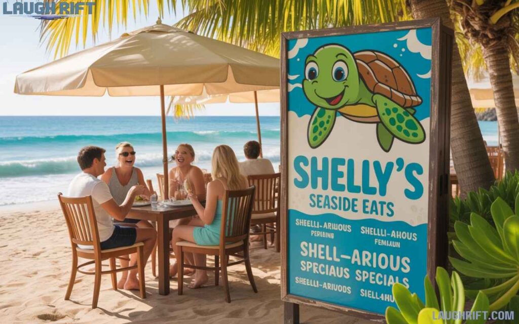 Case Study of a beach café going viral with creative jocks on its menus and décor.