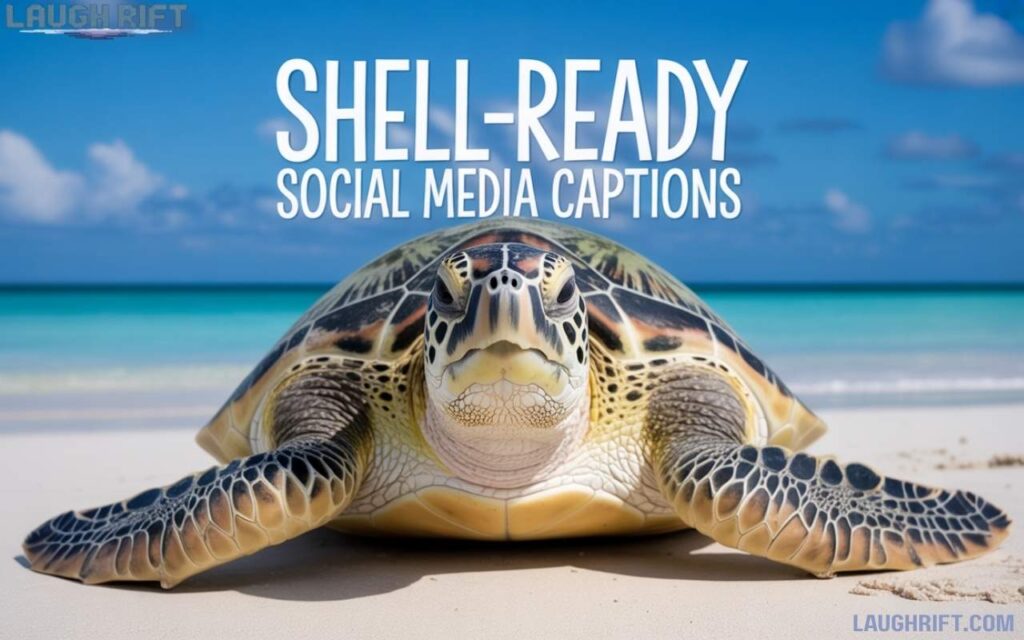 Sea turtle with shell ready social media captions