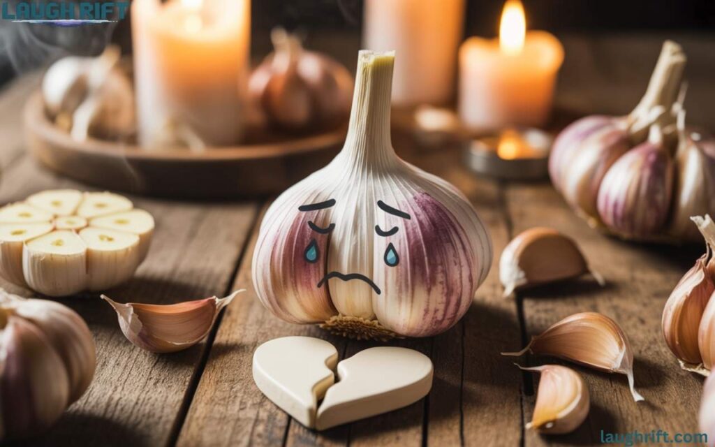 Garlic clove with broken heart healing.