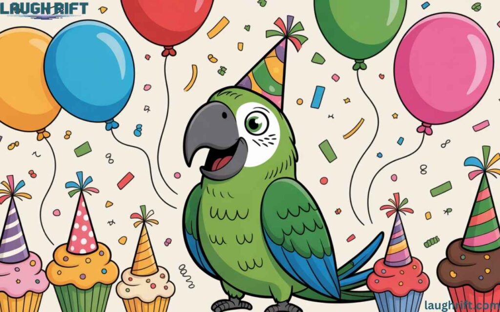 Parrot celebrating birthday.
